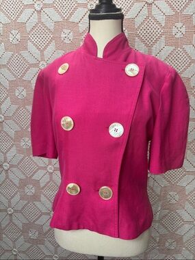 Vintage Hot Pink Double Breasted Blouse Blazer | Pearl Buttons